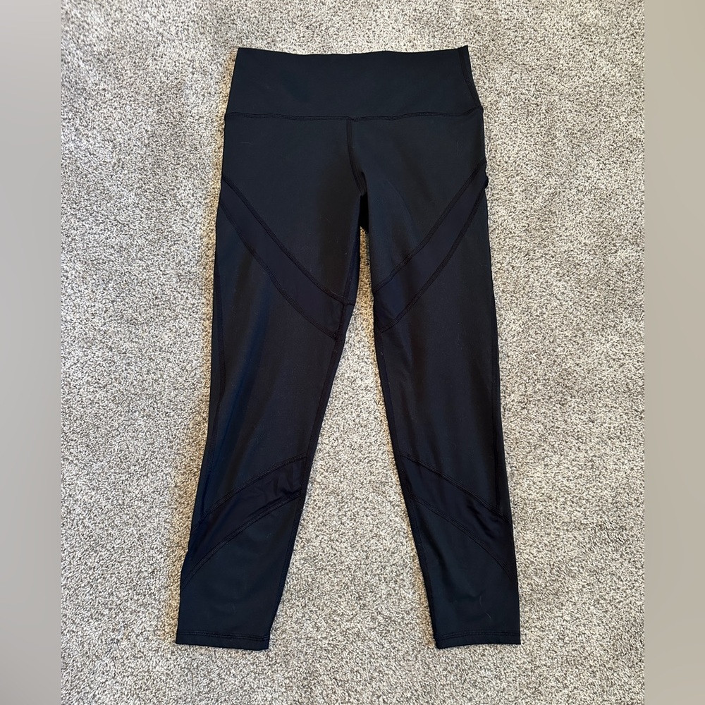 Aerie mesh cutout leggings, black, size L